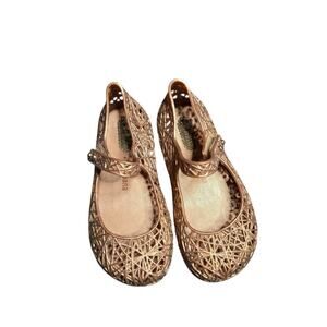 Mini Melissa Campana Gold Girl's Shoes Size: 6